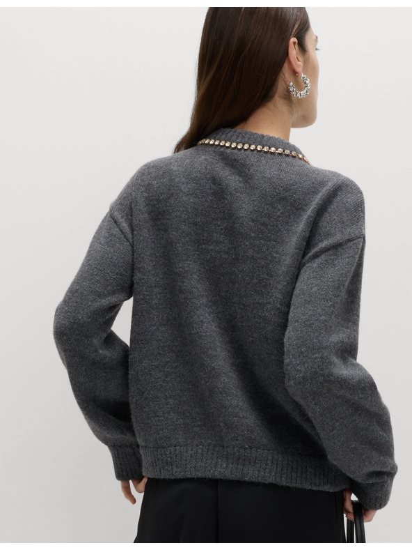 Marks & Spencer Kardigan s okrúhlym výstrihom a drahokamami Marks & Spencer šedá
