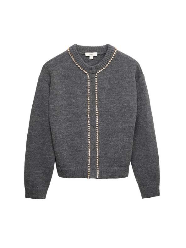 Marks & Spencer Kardigan s okrúhlym výstrihom a drahokamami Marks & Spencer šedá