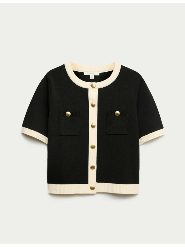 Marks & Spencer Skrátený kardigan s kontrastnými detailmi Marks & Spencer čierna