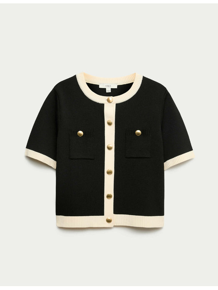 Marks & Spencer Skrátený kardigan s kontrastnými detailmi Marks & Spencer čierna