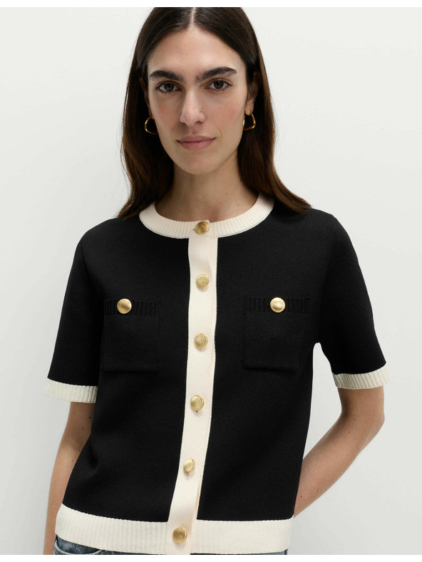 Marks & Spencer Skrátený kardigan s kontrastnými detailmi Marks & Spencer čierna