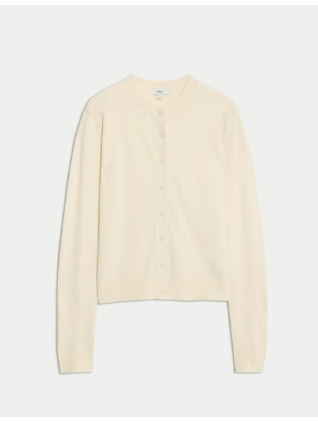 Marks & Spencer Kardigán s okrúhlym výstrihom a gombíkmi vpredu Marks & Spencer smotanová
