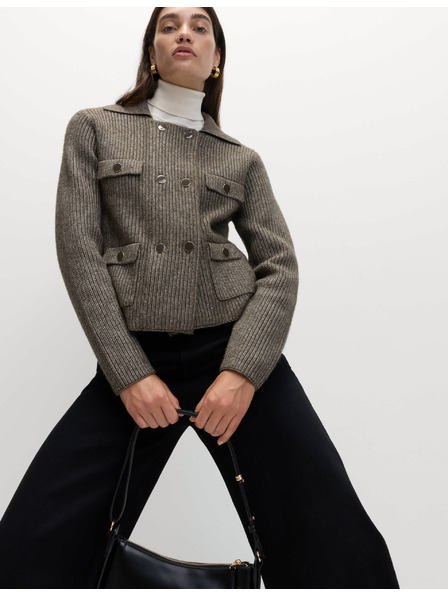 Marks & Spencer Pletená bunda s mľandravými vláknami a ozdobnými vreckami Marks & Spencer béžová