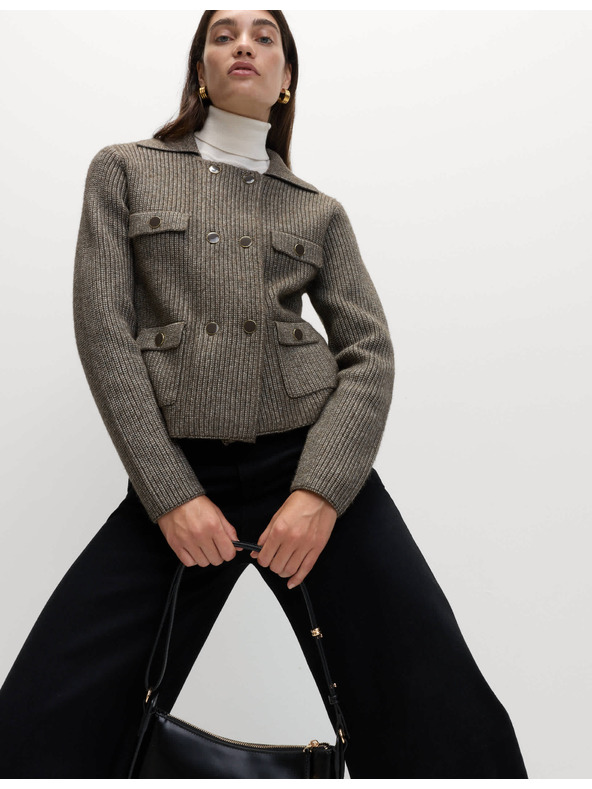 Marks & Spencer Pletená bunda s mľandravými vláknami a ozdobnými vreckami Marks & Spencer béžová