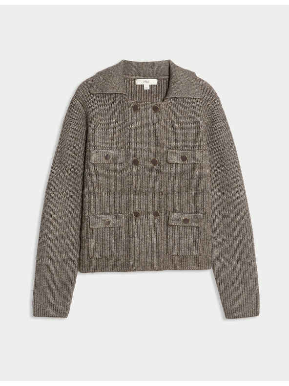 Marks & Spencer Pletená bunda s mľandravými vláknami a ozdobnými vreckami Marks & Spencer béžová