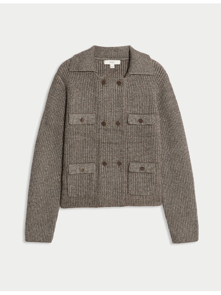 Marks & Spencer Pletená bunda s mľandravými vláknami a ozdobnými vreckami Marks & Spencer béžová