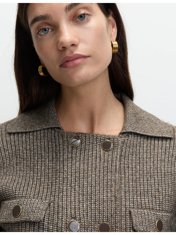 Marks & Spencer Pletená bunda s mľandravými vláknami a ozdobnými vreckami Marks & Spencer béžová