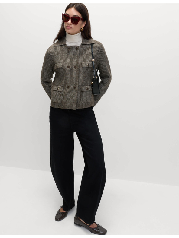 Marks & Spencer Pletená bunda s mľandravými vláknami a ozdobnými vreckami Marks & Spencer béžová