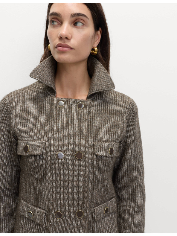 Marks & Spencer Pletená bunda s mľandravými vláknami a ozdobnými vreckami Marks & Spencer béžová