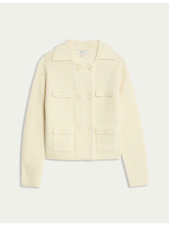 Marks & Spencer Pletená bunda s mľandravými vláknami a ozdobnými vreckami Marks & Spencer smotanová