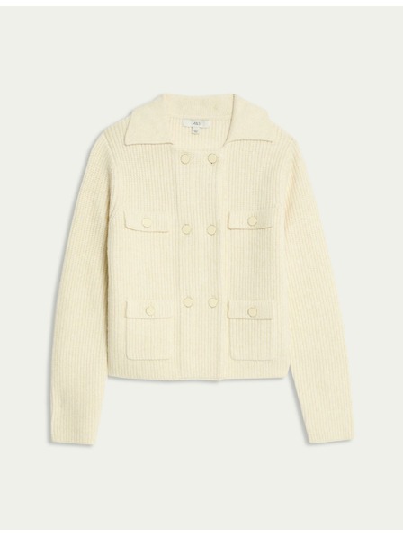Marks & Spencer Pletená bunda s mľandravými vláknami a ozdobnými vreckami Marks & Spencer smotanová