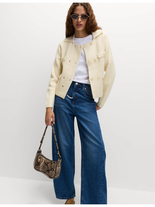 Marks & Spencer Pletená bunda s mľandravými vláknami a ozdobnými vreckami Marks & Spencer smotanová