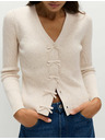 Marks & Spencer Kardigán s výstrihom do V, ozdobnou mašľou a rebrovaním Marks & Spencer béžová