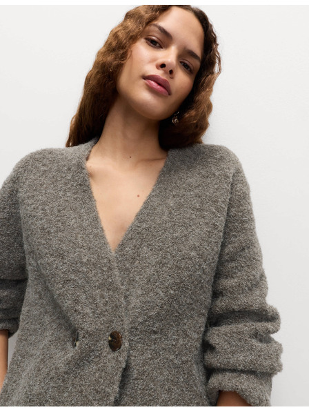 Marks & Spencer Kardigán z bukle, s gombíkmi na prednej strane a výstrihom do V, s obsahom vlny Marks & Spencer hnedá
