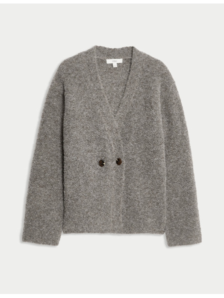 Marks & Spencer Kardigán z bukle, s gombíkmi na prednej strane a výstrihom do V, s obsahom vlny Marks & Spencer hnedá