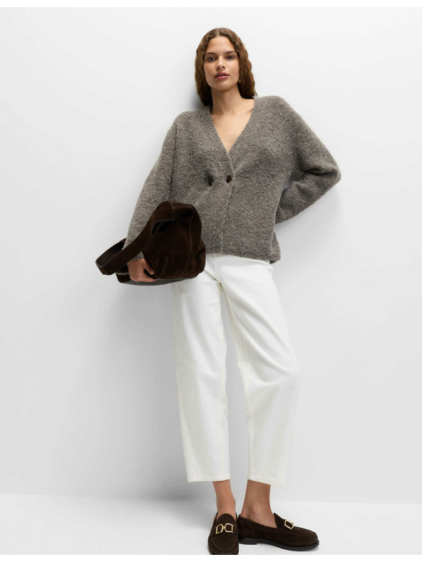 Marks & Spencer Kardigán z bukle, s gombíkmi na prednej strane a výstrihom do V, s obsahom vlny Marks & Spencer hnedá