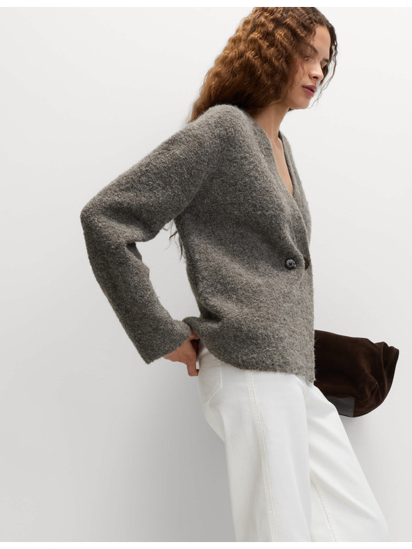 Marks & Spencer Kardigán z bukle, s gombíkmi na prednej strane a výstrihom do V, s obsahom vlny Marks & Spencer hnedá