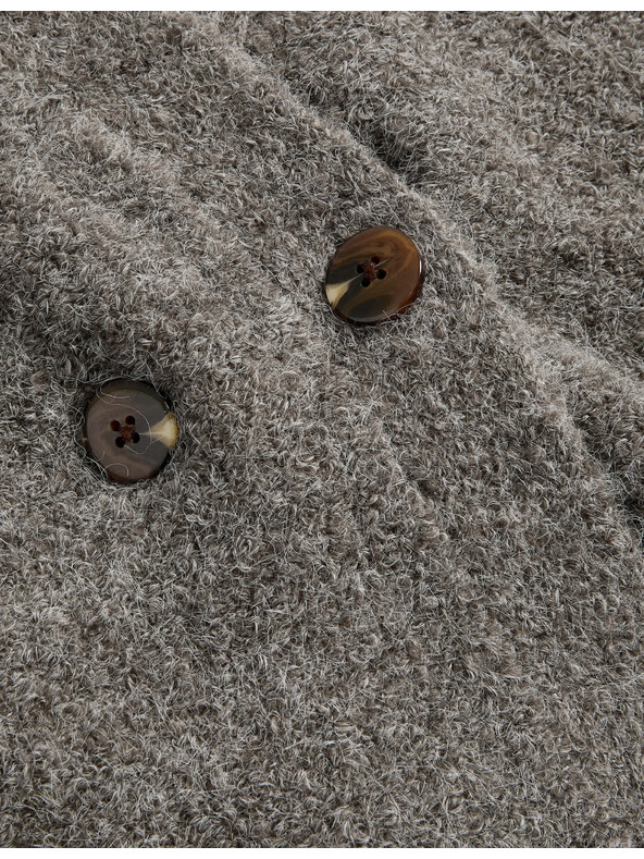 Marks & Spencer Kardigán z bukle, s gombíkmi na prednej strane a výstrihom do V, s obsahom vlny Marks & Spencer hnedá