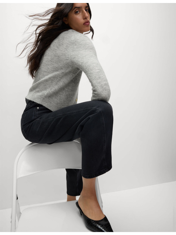 Marks & Spencer Skrátený kardigán s výstrihom do V a prídavkom alpaky Marks & Spencer šedá