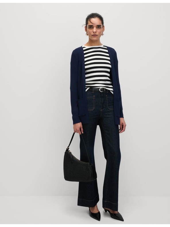 Marks & Spencer Dlhý rebrovaný kardigán bez zapínania Marks & Spencer námornícka modrá