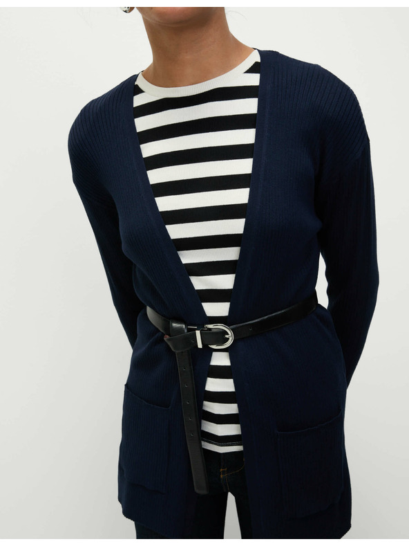 Marks & Spencer Dlhý rebrovaný kardigán bez zapínania Marks & Spencer námornícka modrá