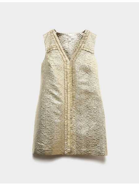 Marks & Spencer Zlaté žakárové mini šaty s výstrihom do V Marks & Spencer zlatá