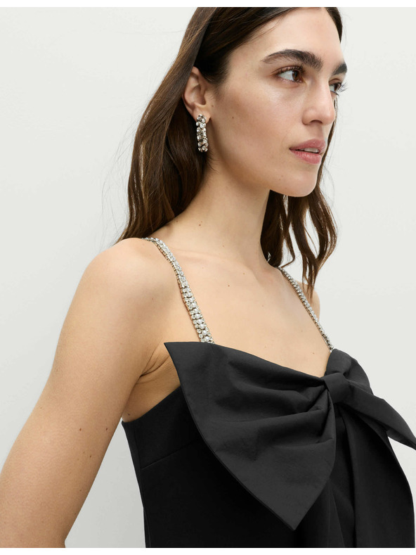 Marks & Spencer Zdobené mini šaty s mašľou Marks & Spencer čierna