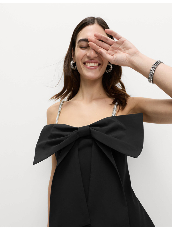 Marks & Spencer Zdobené mini šaty s mašľou Marks & Spencer čierna