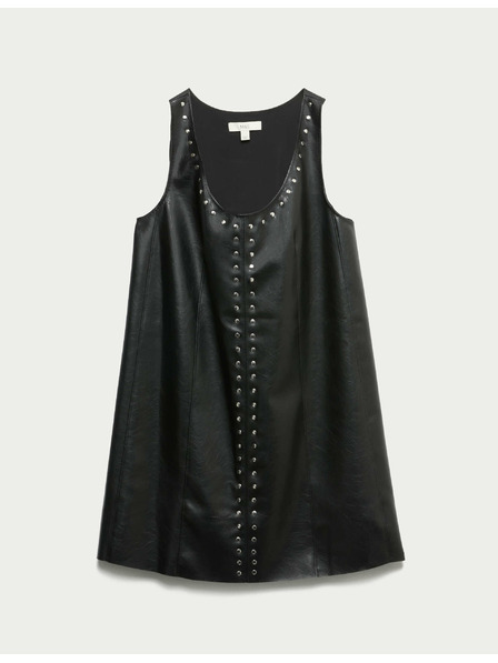 Marks & Spencer Zdobené mini šaty s umelou kožou Marks & Spencer čierna