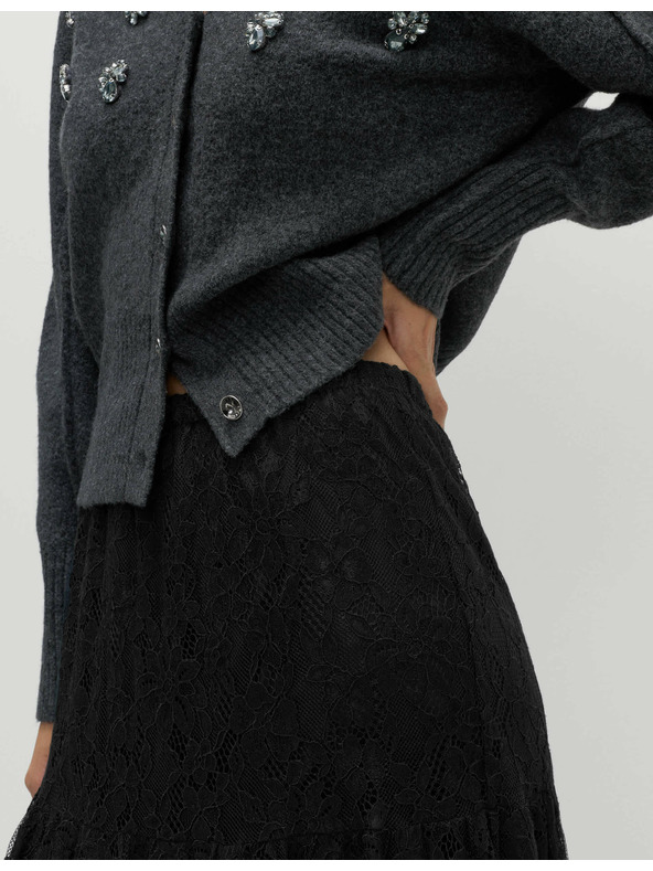 Marks & Spencer Čipková riasená maxi sukňa Marks & Spencer čierna