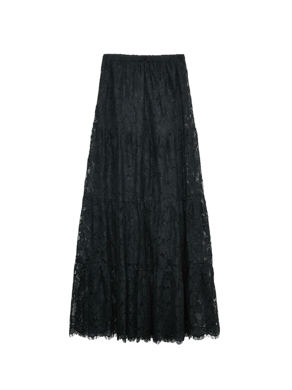 Marks & Spencer Čipková riasená maxi sukňa Marks & Spencer čierna