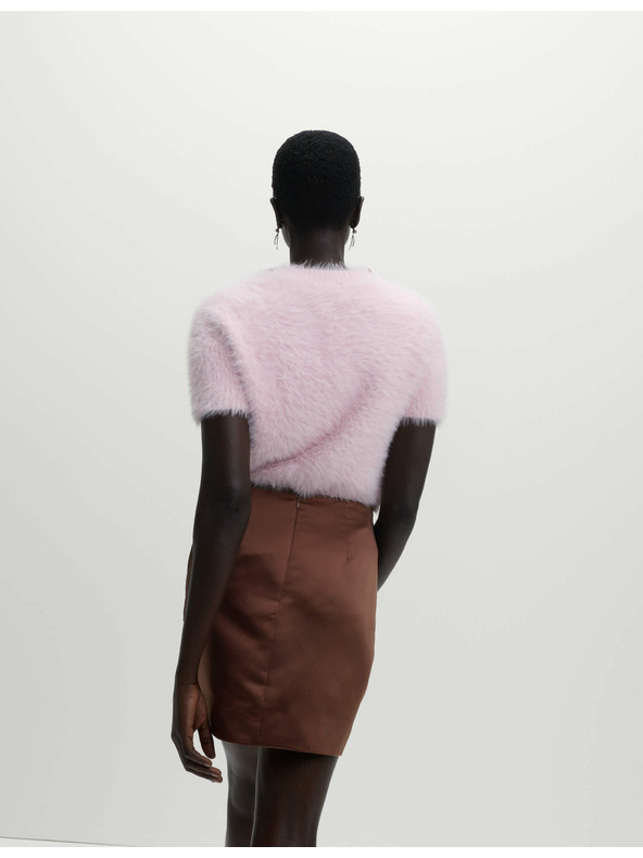 Marks & Spencer Zdobená saténová mini sukňa áčkového strihu Marks & Spencer hnedá