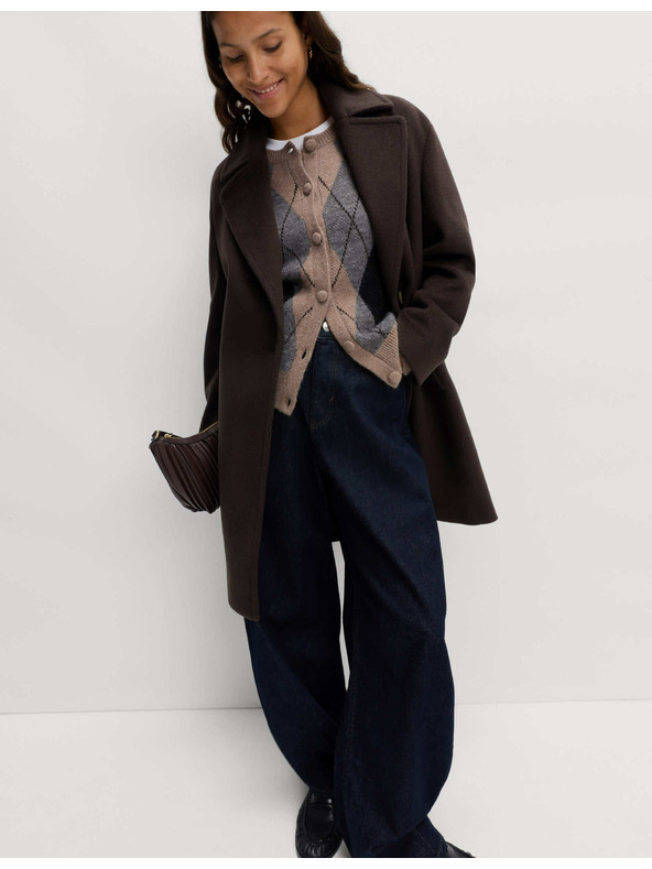 Marks & Spencer Jednostranný kabát mierne vypasovaného strihu Marks & Spencer hnedá