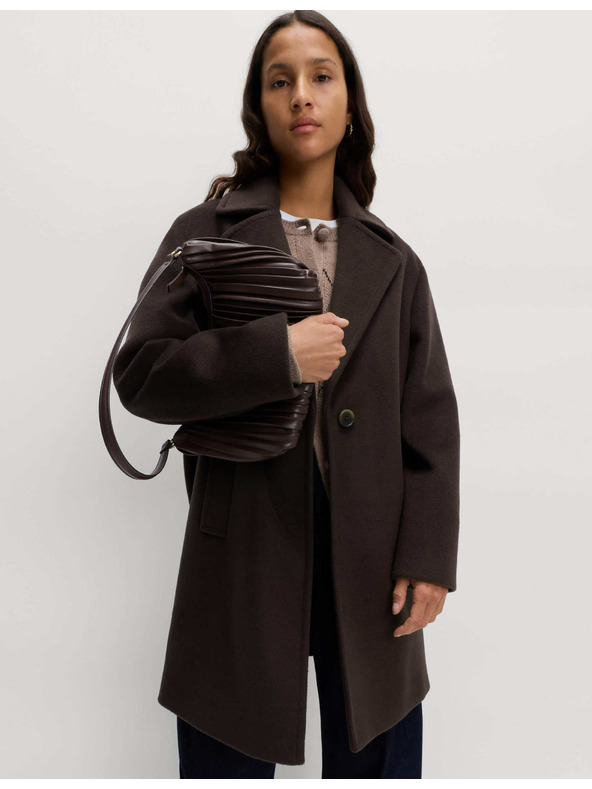 Marks & Spencer Jednostranný kabát mierne vypasovaného strihu Marks & Spencer hnedá