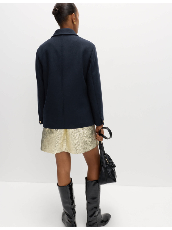 Marks & Spencer Praktická bunda s kapucňou zo zmesi vlny Marks & Spencer námorná modrá