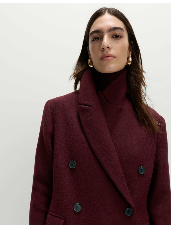 Marks & Spencer Dlhý dvojstranný kabát s prídavkom vlny Marks & Spencer červená