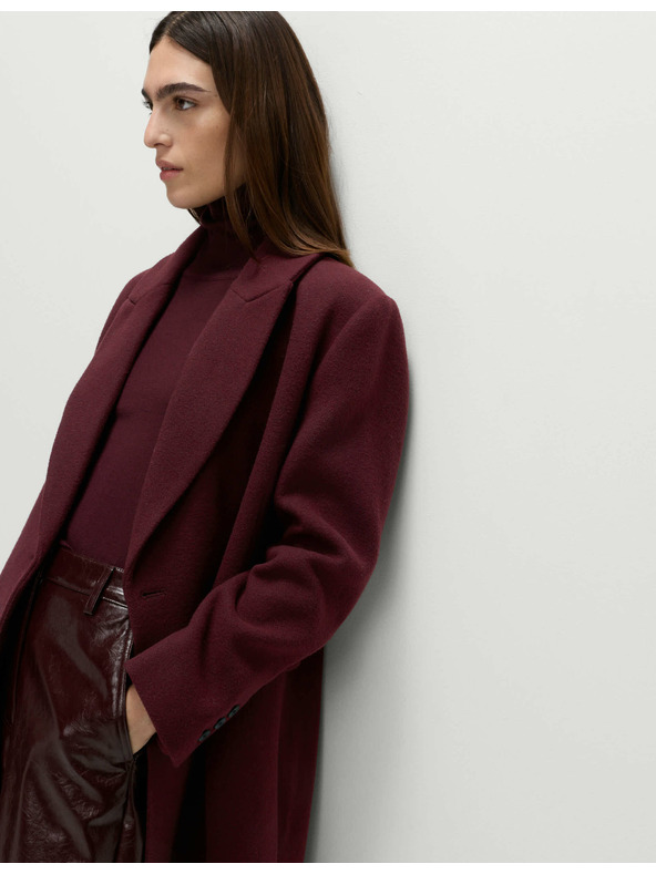 Marks & Spencer Dlhý dvojstranný kabát s prídavkom vlny Marks & Spencer červená