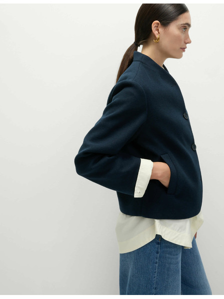 Marks & Spencer Krátka bunda bez goliera Marks & Spencer námorná modrá