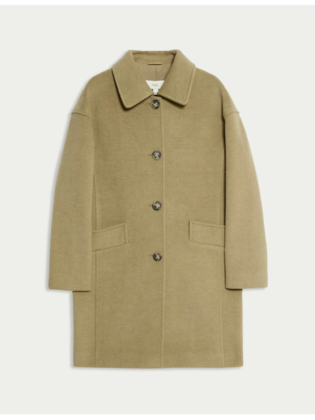 Marks & Spencer Jednostranný keprovej kabát s golierom Marks & Spencer hnedá