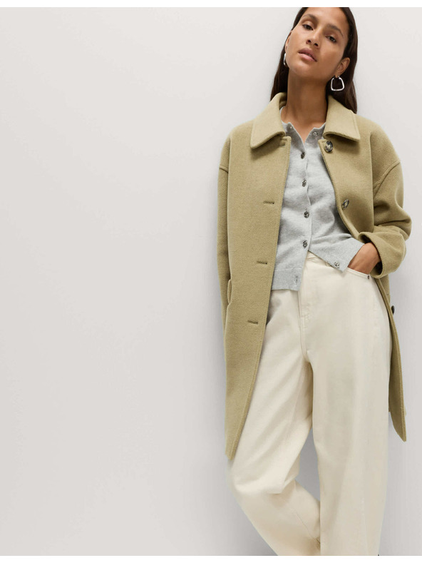 Marks & Spencer Jednostranný keprovej kabát s golierom Marks & Spencer hnedá