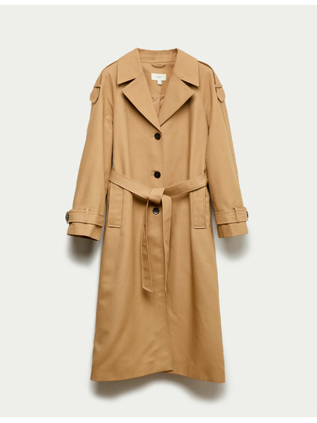 Marks & Spencer Dlhý trenčkot s páskom, s vysokým podielom bavlny Marks & Spencer hnedá