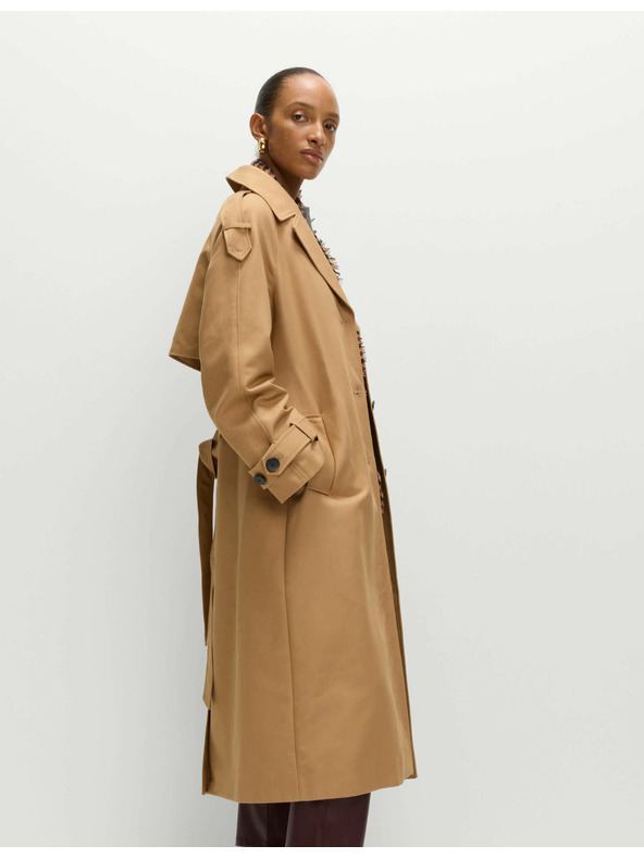 Marks & Spencer Dlhý trenčkot s páskom, s vysokým podielom bavlny Marks & Spencer hnedá