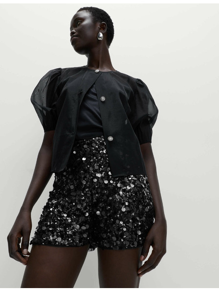 Marks & Spencer Filtrové šortky s vysokým pásom Marks & Spencer čierna