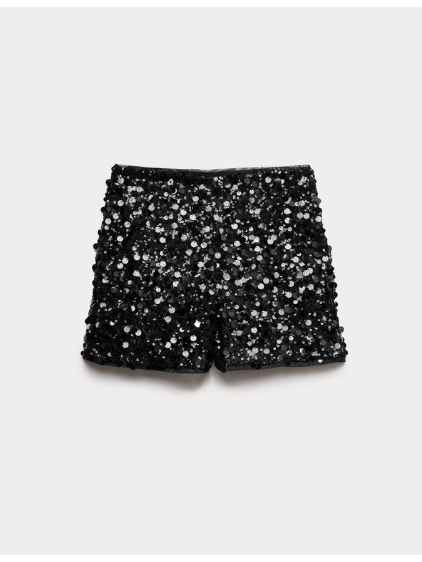 Marks & Spencer Filtrové šortky s vysokým pásom Marks & Spencer čierna