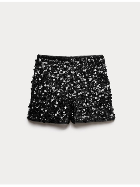 Marks & Spencer Filtrové šortky s vysokým pásom Marks & Spencer čierna