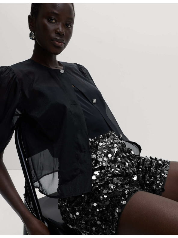 Marks & Spencer Filtrové šortky s vysokým pásom Marks & Spencer čierna