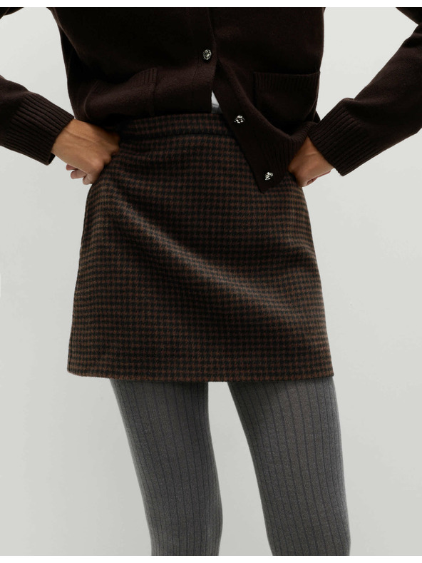 Marks & Spencer Kockovaná mini sukňa áčkového strihu Micro Dogtoot Marks & Spencer hnedá