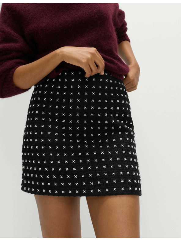 Marks & Spencer Zdobená áčková mini sukňa z tvídu Marks & Spencer čierna