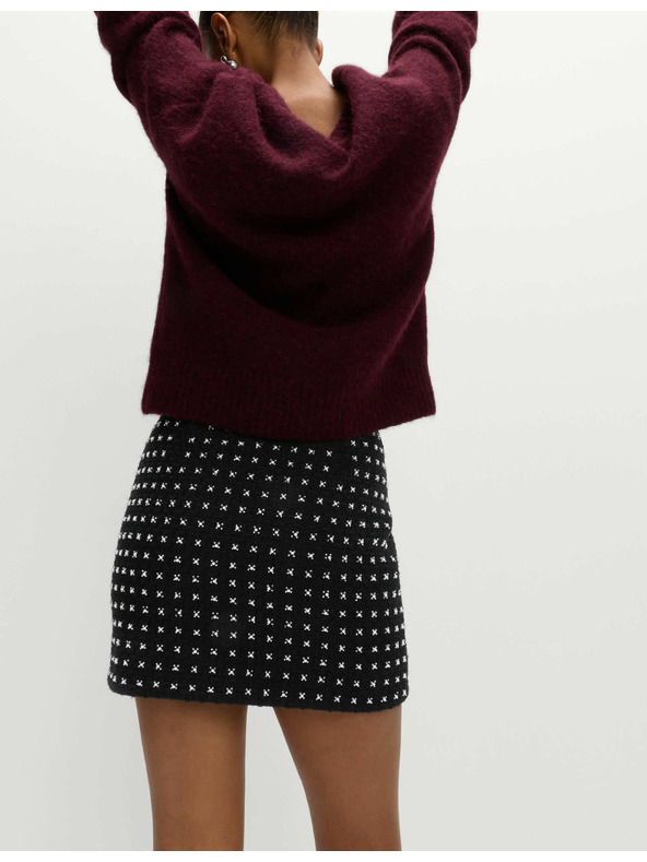 Marks & Spencer Zdobená áčková mini sukňa z tvídu Marks & Spencer čierna