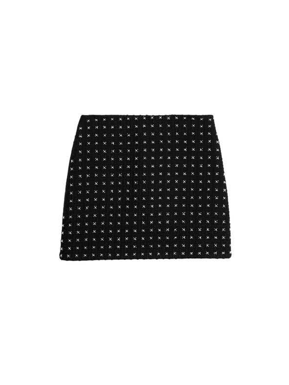 Marks & Spencer Zdobená áčková mini sukňa z tvídu Marks & Spencer čierna